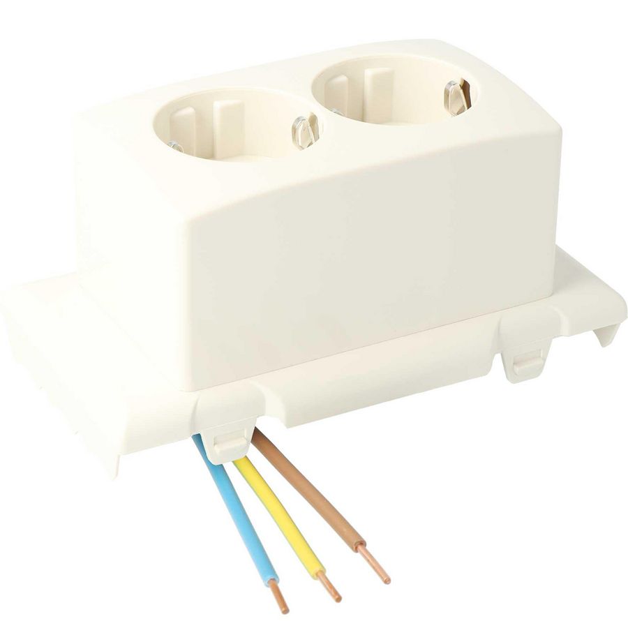 Montagedeksel met 2-voudige wandcontactdoos creme tbv universele lasdoos BK1619