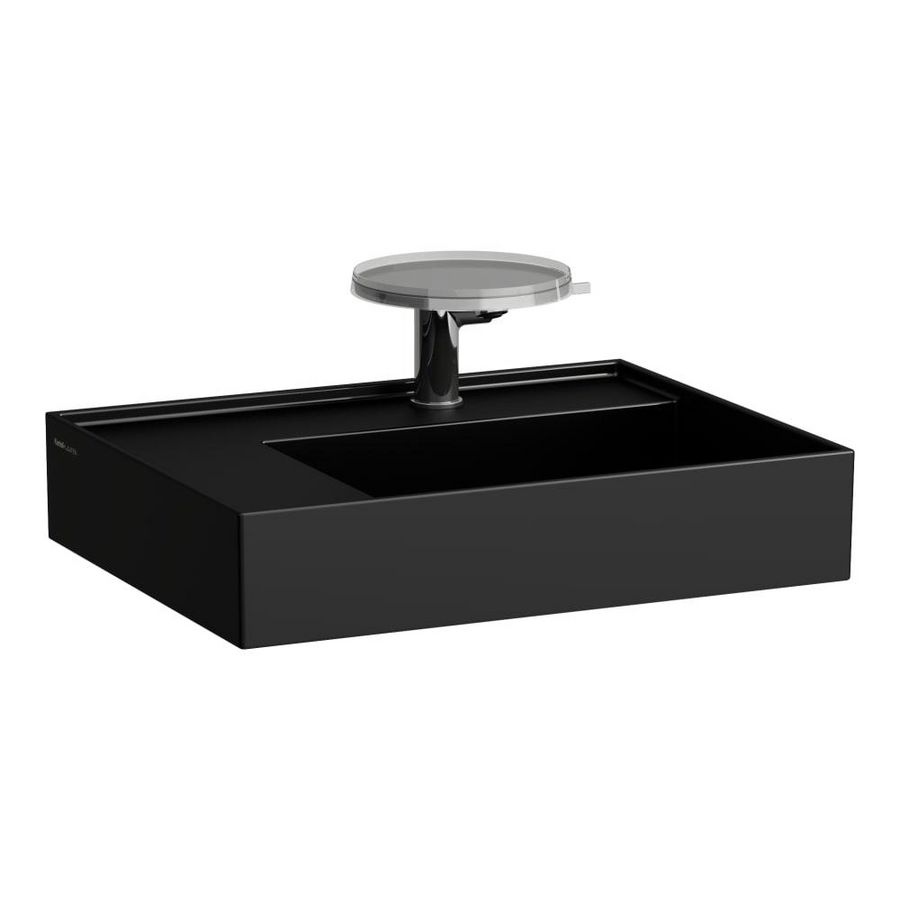 Wastafel met afleg links met verborgen afvoer Zwart mat H8103357161111