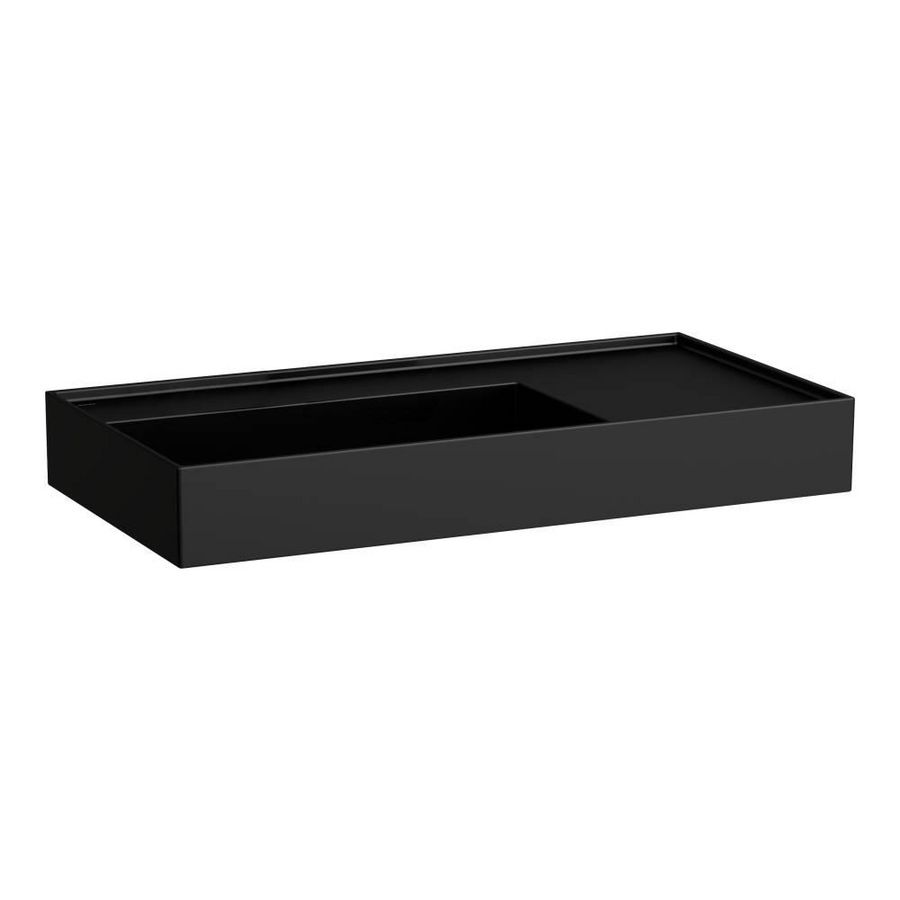 Wastafel met afleg rechts met verborgen afvoer Zwart mat H8103387161121