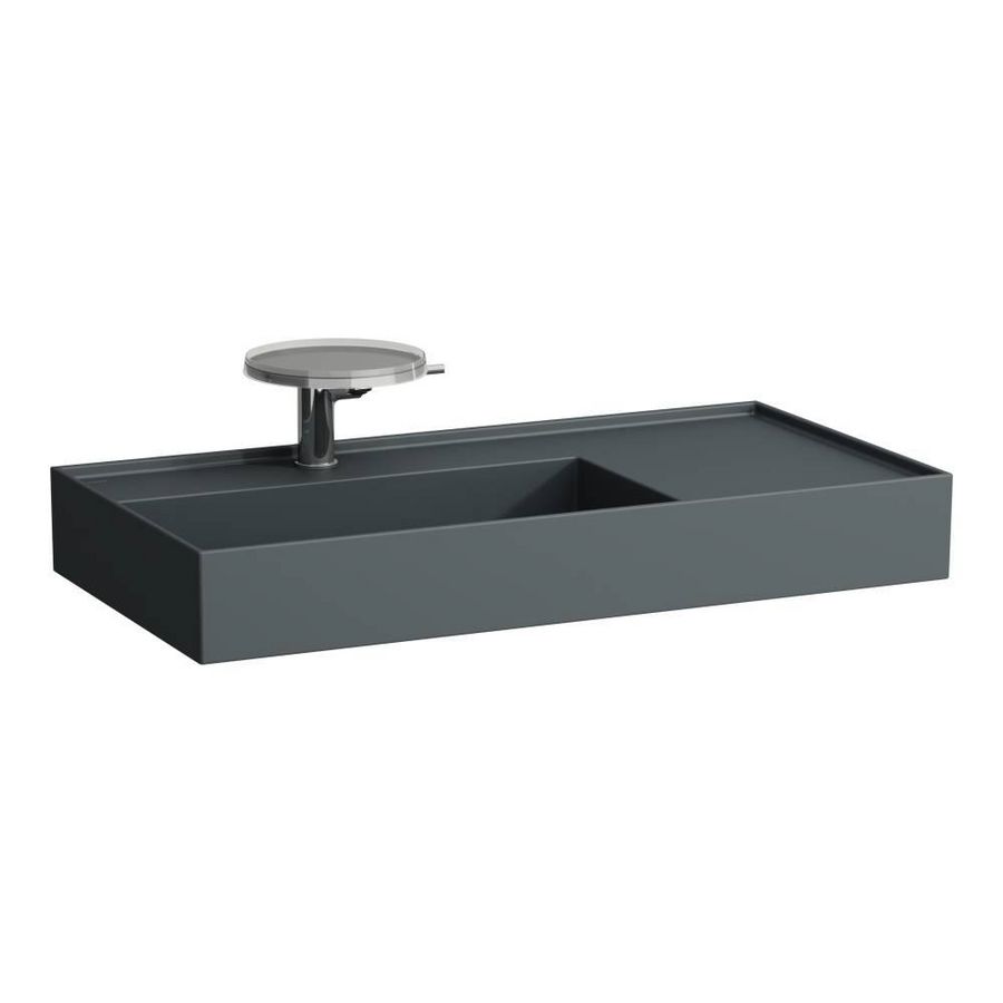 Wastafel met afleg rechts met verborgen afvoer Grap. matt H8103387581111