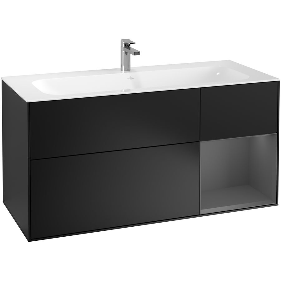 Wastafelonderkast Finion 1196x591x498mm Black Matt Lacquer F070GKPD