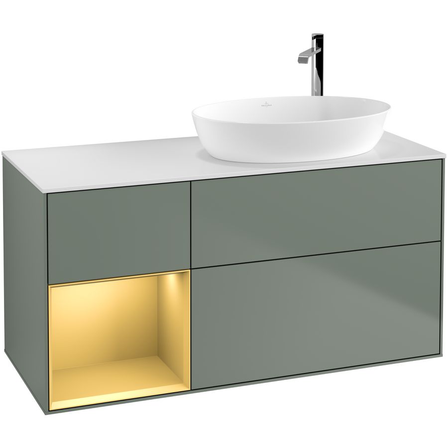 Wastafelonderkast Finion 1200x603x501mm Olive Matt Lacquer F921HFGM