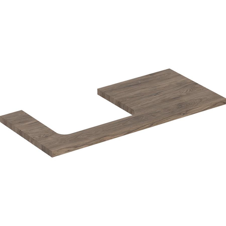 Wastafelblad voor opzetwastafel 75cm noten hickory uitsparing rechthoekig gecentreerd ONE