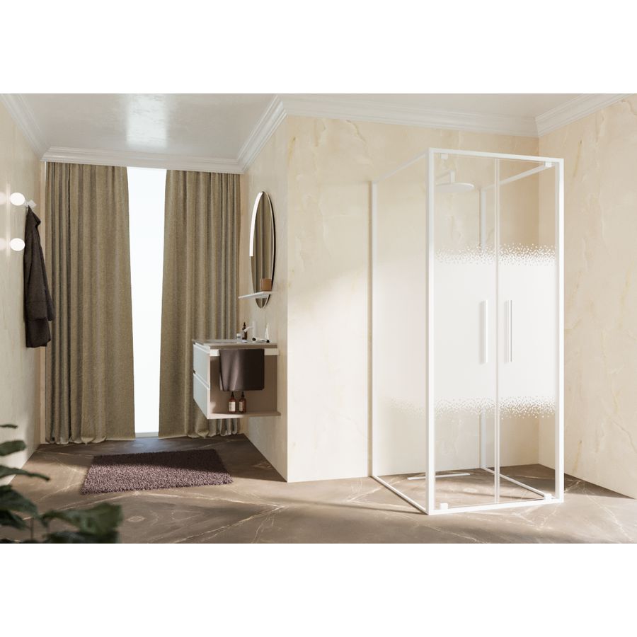 Draaideur 2-del. RIGA 2B 660-690x2000mm Rose-1 motief profiel matwit