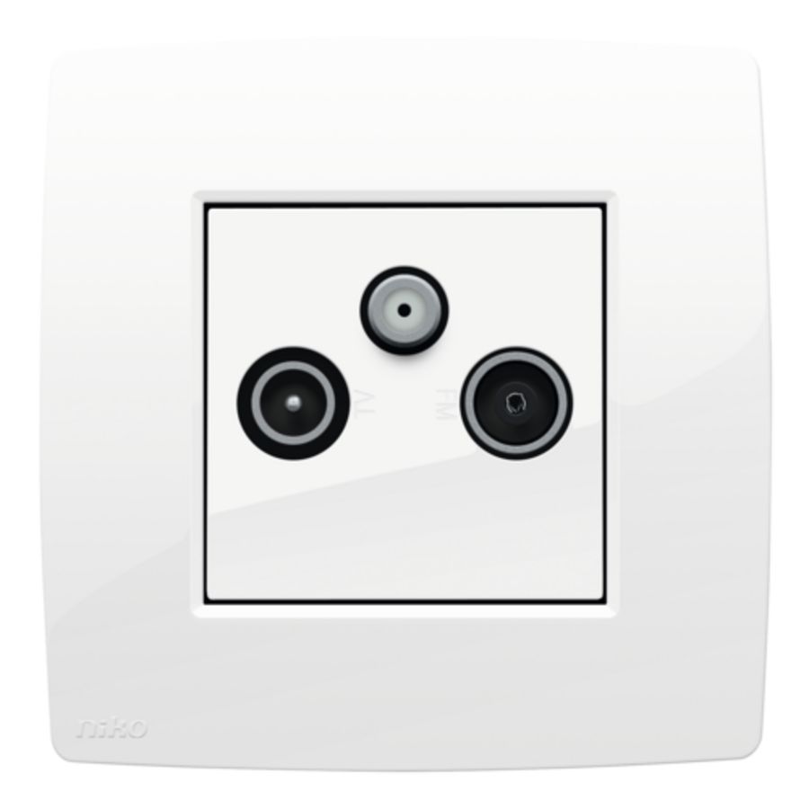 Afwerkingsset 2 enkelvoudige coaxaans. TV/FM/Satt. Bright wh