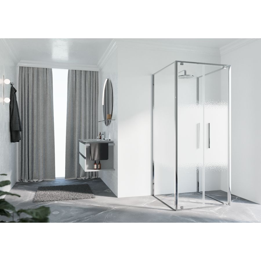 Draaideur 2-del. RIGA 2B 660-690x2000mm Rose-1 motief profiel chroom