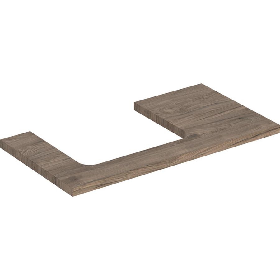 Wastafelblad voor opzetwastafel 75cm noten hickory uitsparing rechthoekig gecentreerd ONE