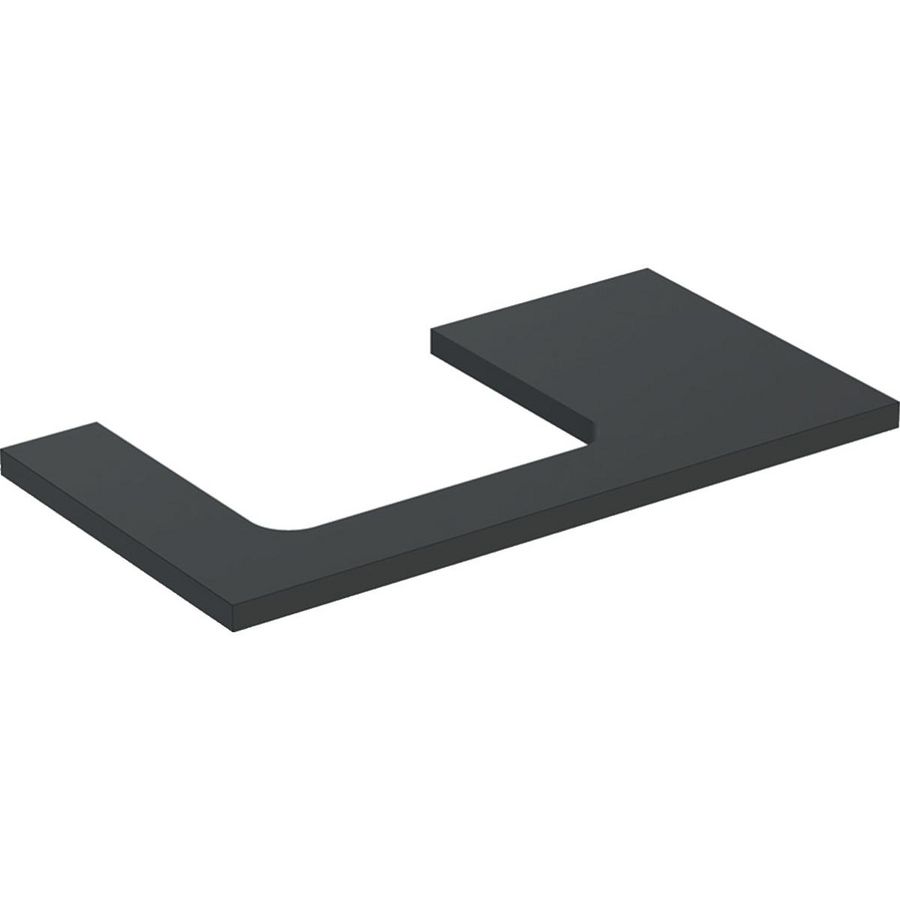 Wastafelblad voor opzetwastafel 75cm lava mat uitsparing rechthoekig gecentreerd ONE