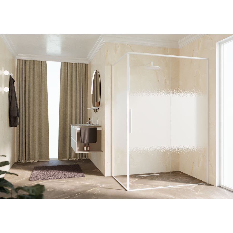 Zijwand RIGA F2P rechts 875-890x2000mm Rose-1 Motief profiel matwit