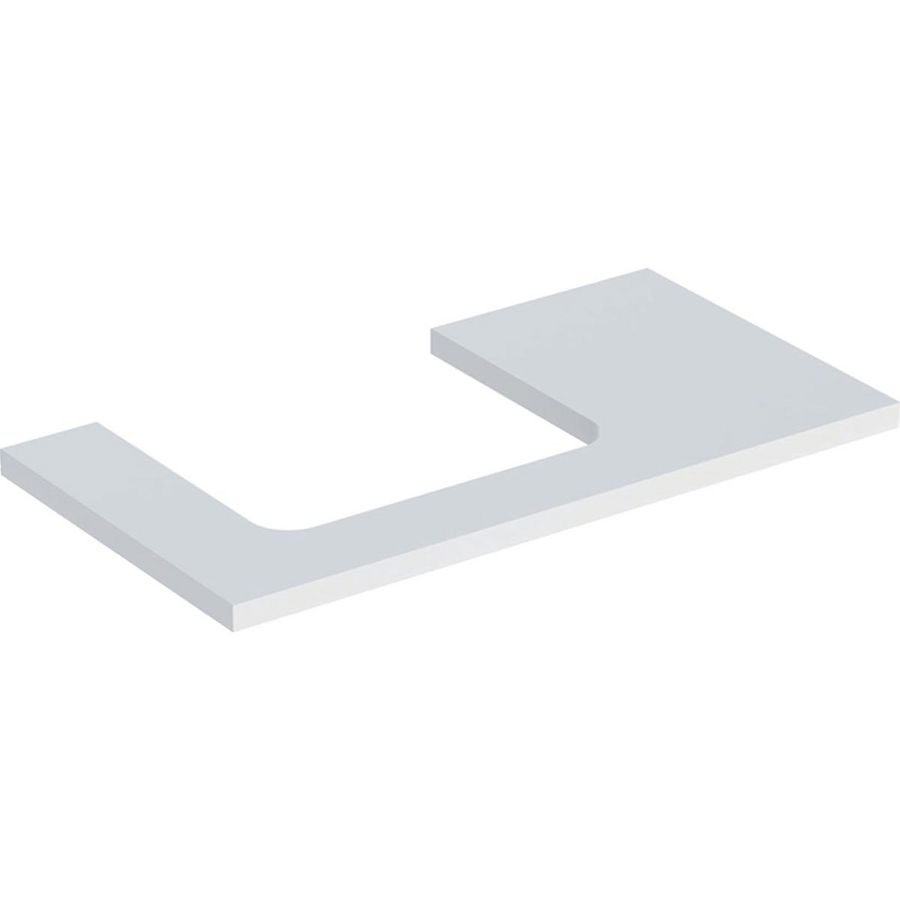 Wastafelblad voor opzetwastafel 75cm mat wit uitsparing rechthoekig gecentreerd ONE