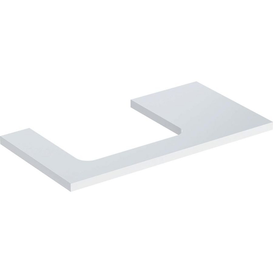 Wastafelblad voor opzetwastafel 75cm wit hoogglans uitsparing rechthoekig gecentreerd ONE