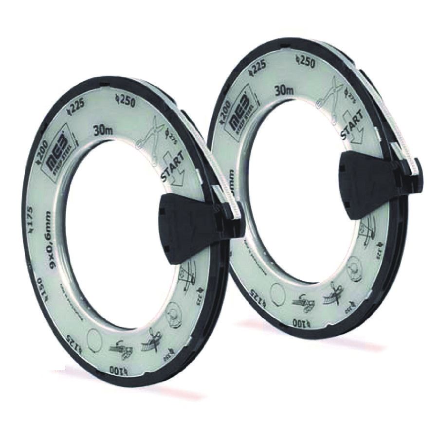Rol a 30m. RVS slangklemband 9mm rood