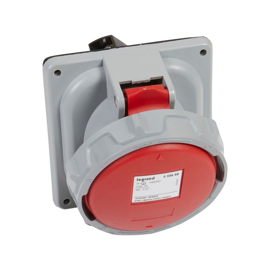 Inbouw Wandcontactdoos 400V 125A 3P+A IP67 kunstst. rood P17