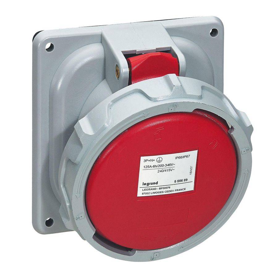 Inbouw Wandcontactdoos 400V 125A 4P+A IP67 kunstst. rood 17