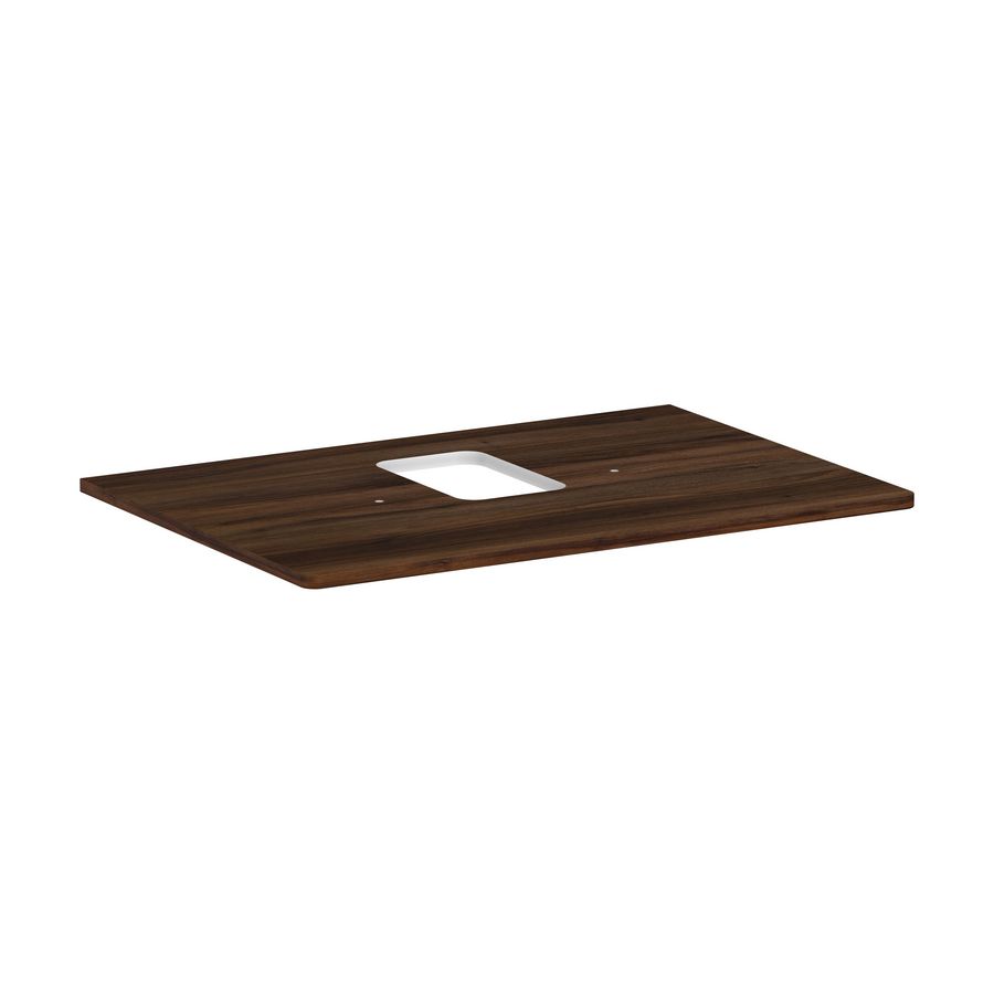 Console / wastafelblad 780x550mm Dark Walnut met middenuitsparing tbv waskom met kraangat Xelu Q 54120630