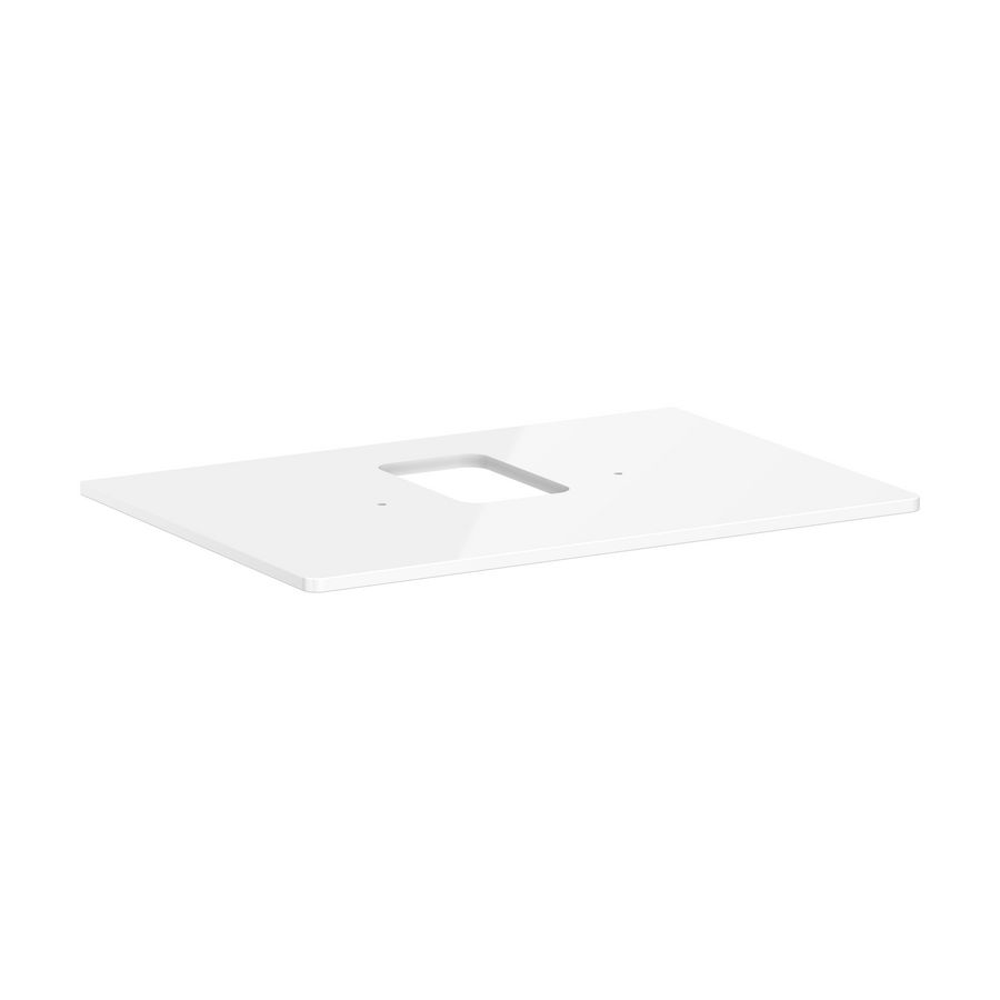 Console / wastafelblad 780x550mm High Gloss White met middenuitsparing tbv waskom met kraangat Xelu Q 54120050