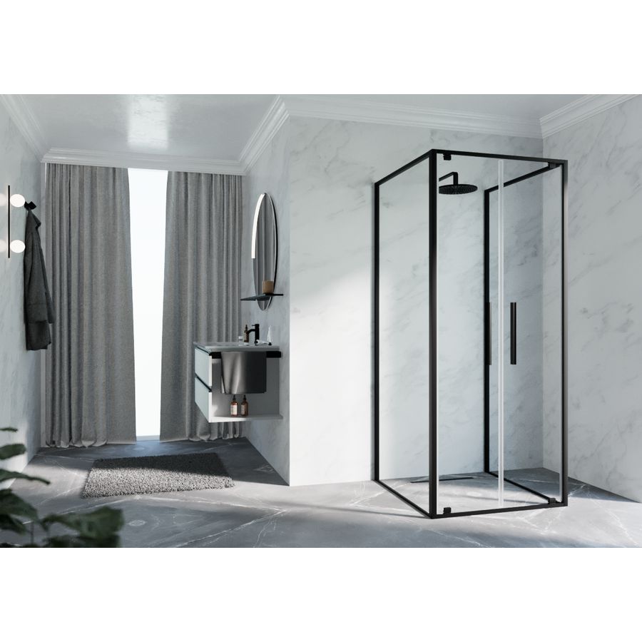 Draaideur 2-del. RIGA 2B 660-690x2000mm helder glas profiel zwart