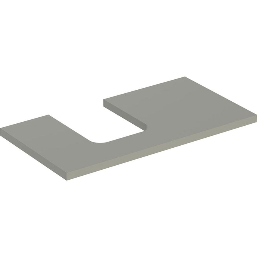 Wastafelblad voor opzetwastafel 90cm greige mat uitsparing afgerond links ONE