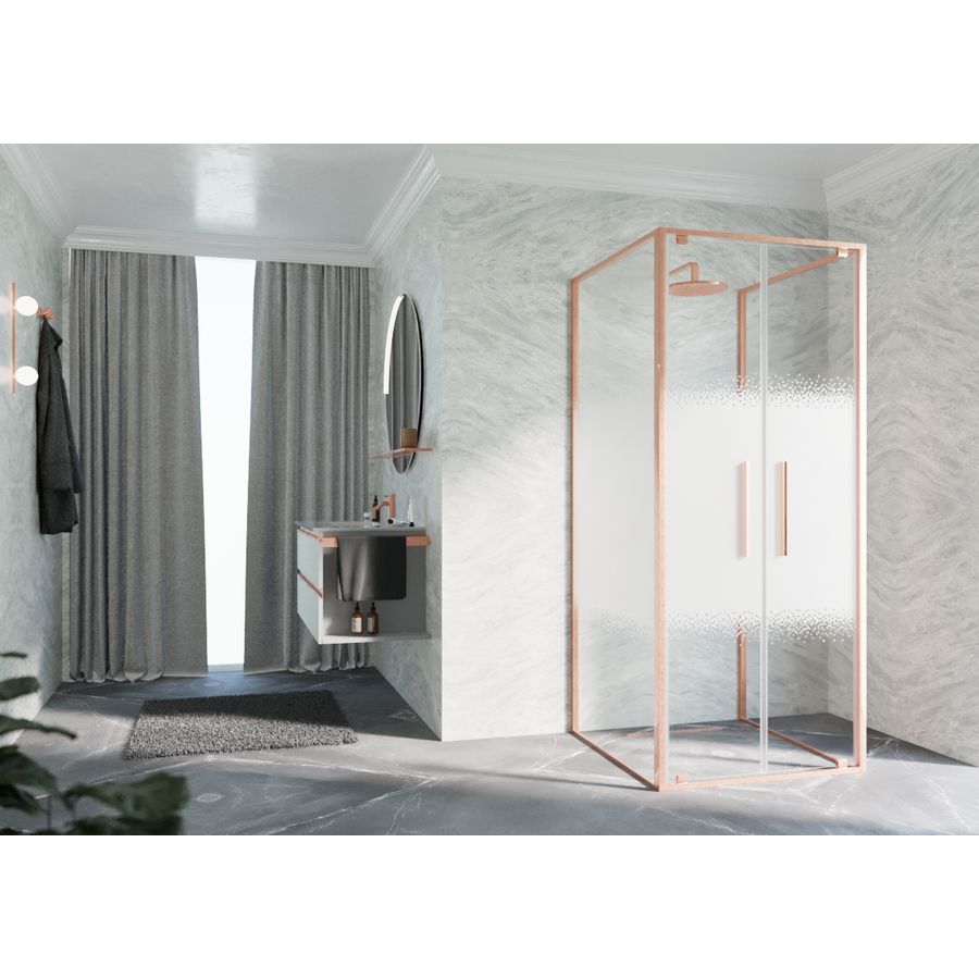 RIGA-2B draaideur 2-del. 790-820x2000mm Rose 1-motief brushed red gold
