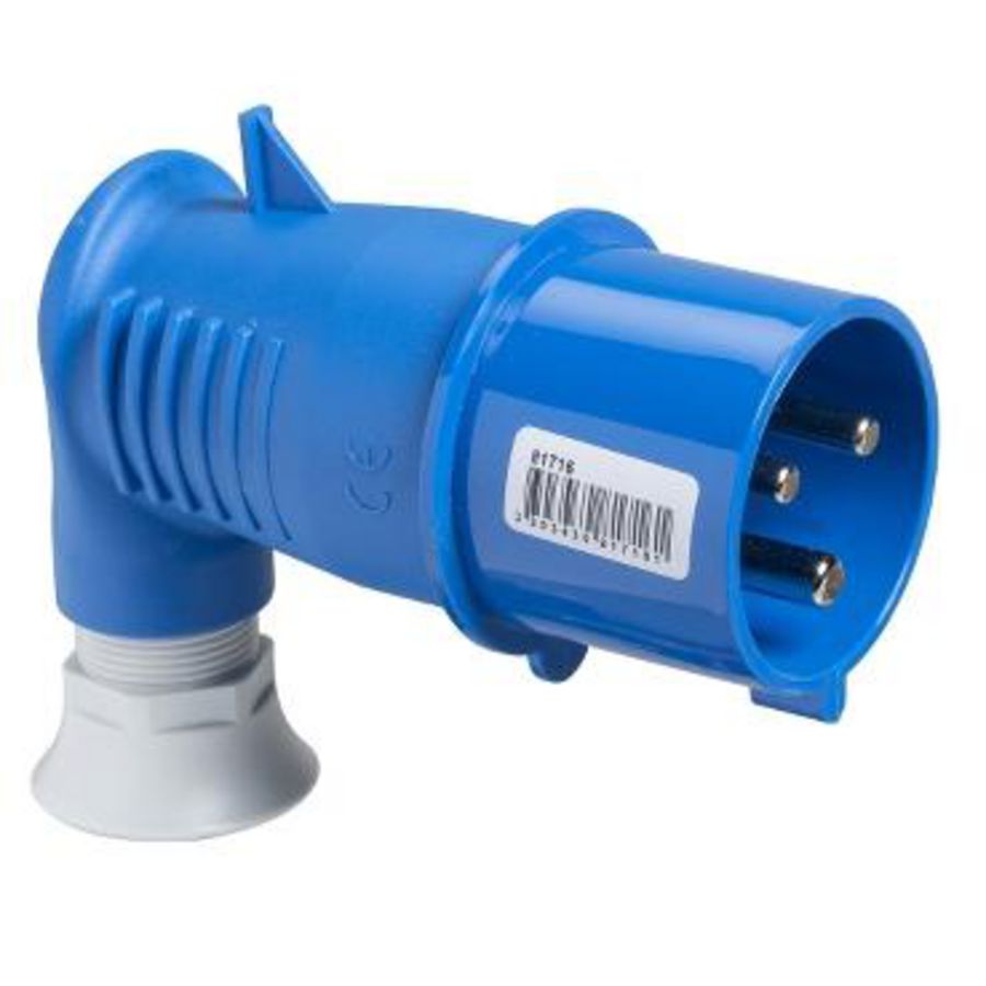 Contactstop 90° 2P+A 32A 200-250V AC 6h IP44 PratiKa