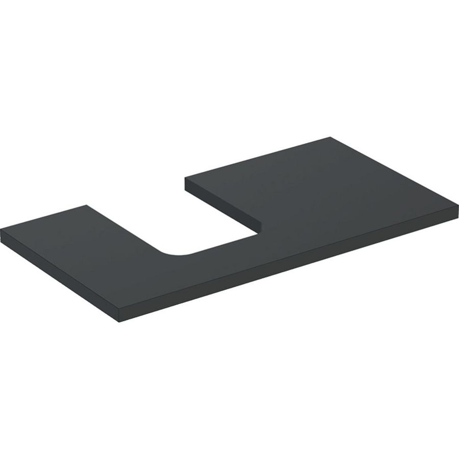 Wastafelblad voor opzetwastafel 90cm lava mat uitsparing afgerond links ONE