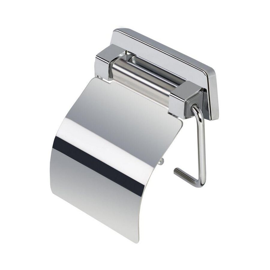 Closetrolhouder chroom met veer met klep STANDARD