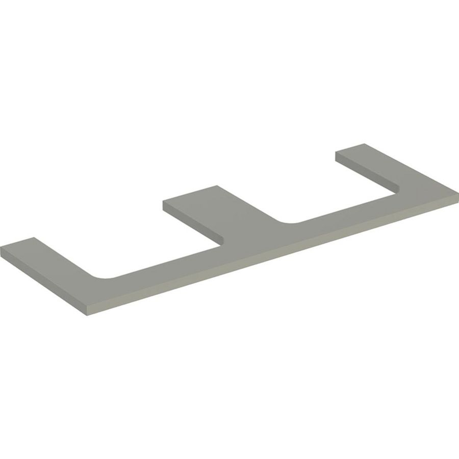 Wastafelblad voor opzetwastafel 135cm greige mat uitsparing rechthoekig links + rechts ONE