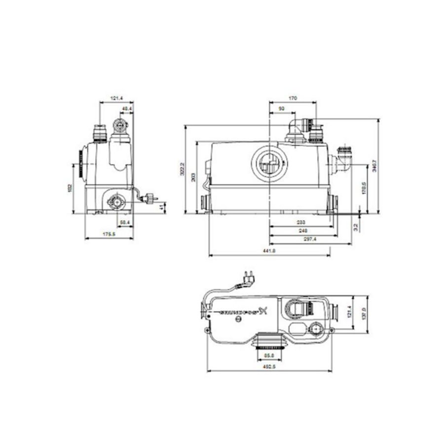 Afvalwaterpomp SOLOLIFT2 WC-3, 3 extra openingen