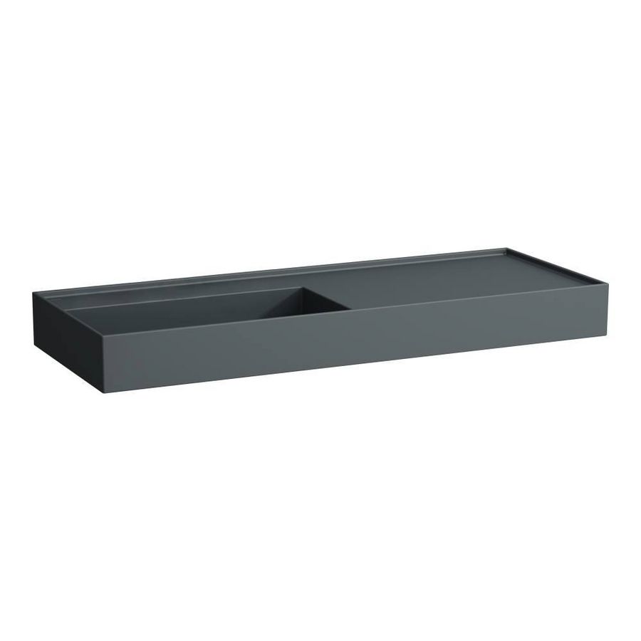 Wastafel afleg rechts met verborgen afvoer Graphite matt