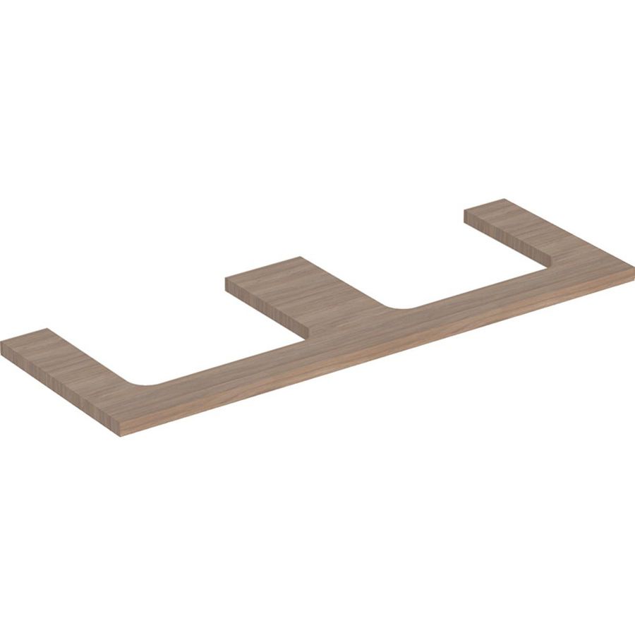 Wastafelblad voor opzetwastafel 135cm eiken uitsparing rechthoekig links + rechts ONE