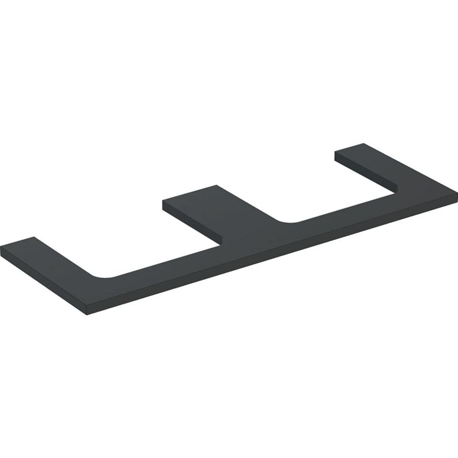 Wastafelblad voor opzetwastafel 135cm lava mat uitsparing rechthoekig links + rechts ONE