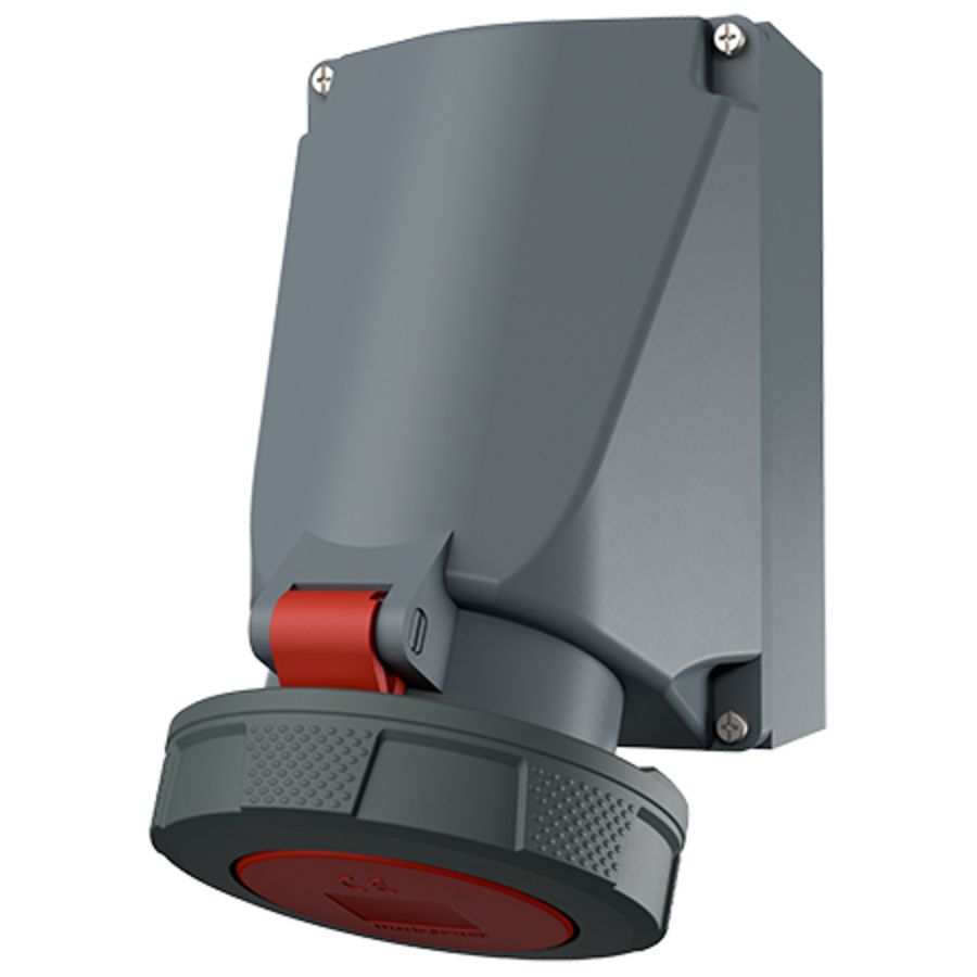 Wandcontactdoos 63A 5-polig  6H 400V IP67 HW/VN materiaal AMELAN