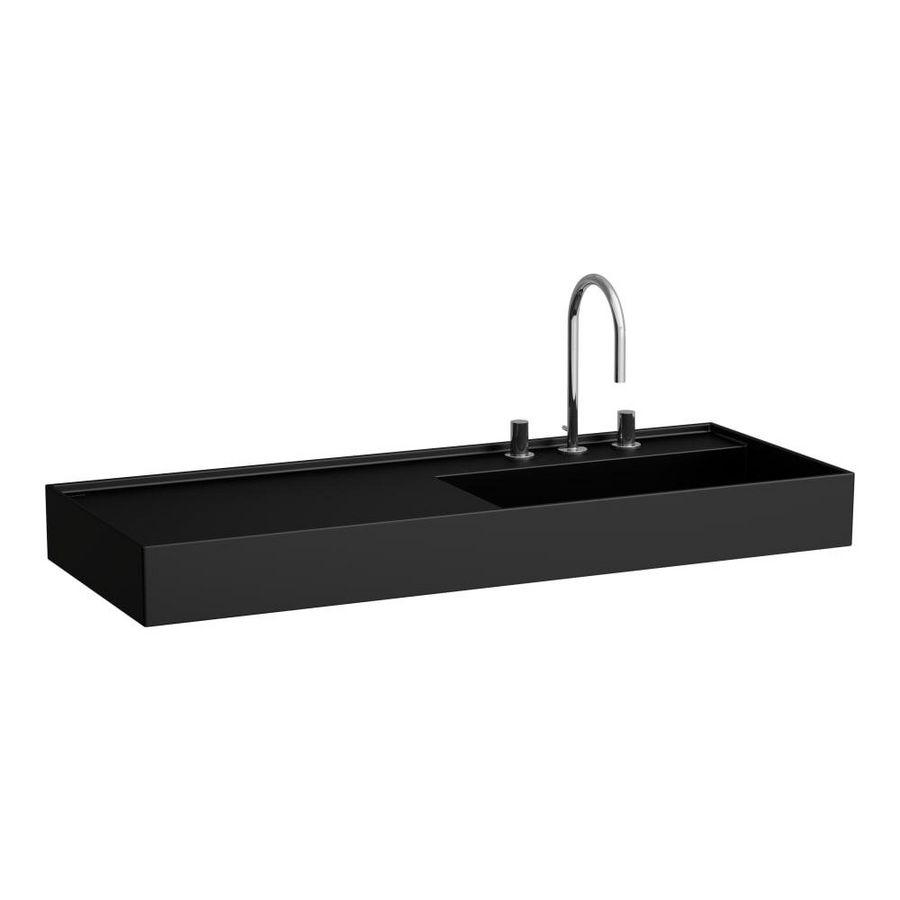 Wastafel afleg links met verborgen afvoer Zwart mat H8133337161111