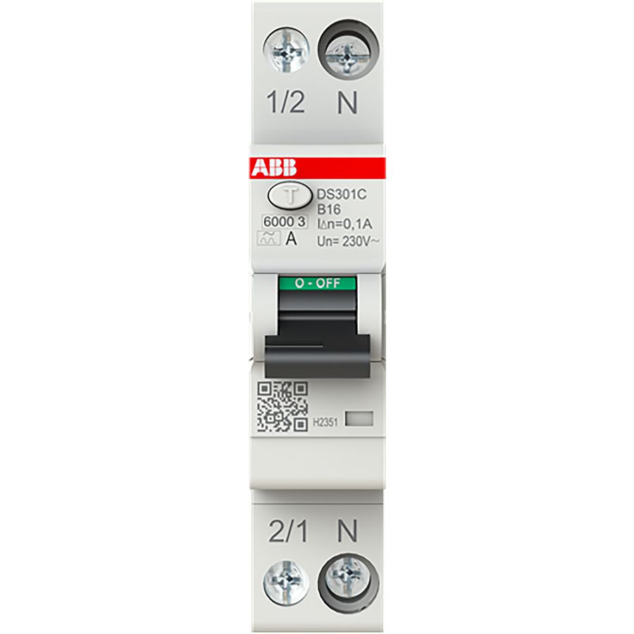 Aardlekautomaat 1P+N, B Char, 16A, 100ma, 6ka