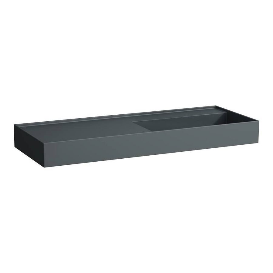 Wastafel afleg links met verborgen afvoer Graphite matt