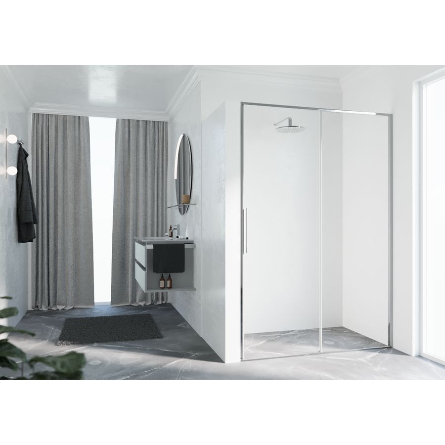 Schuifdeur in nis RIGA 2P links 1190-1220x2000mm helder glas profiel chroom