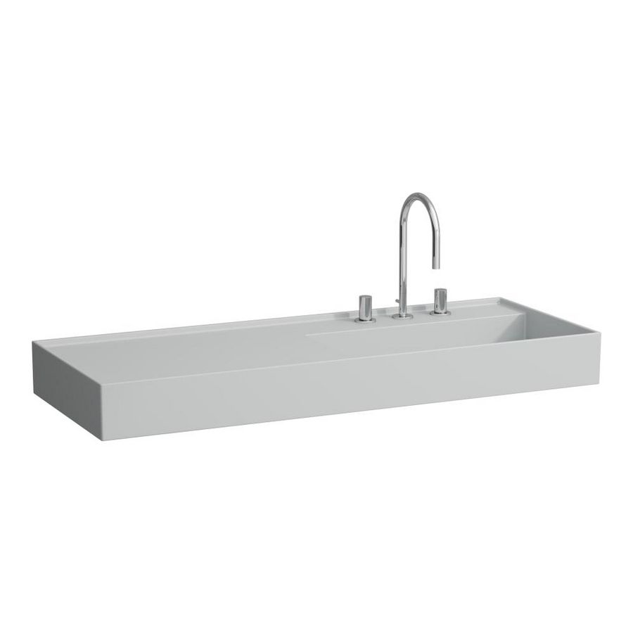 Wastafel afleg links met verborgen afvoer Grijze mat H8133337591111