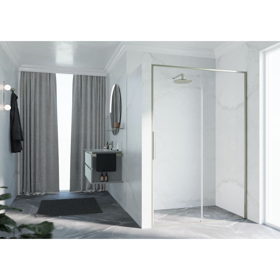 Riga 2p 129 links verst.129-132cm helder glas brushed inox