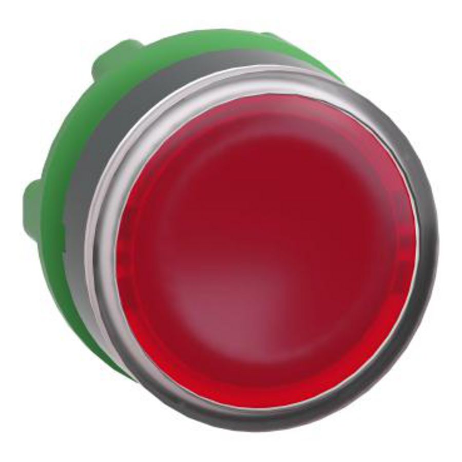 Kop drukknop Verlicht Verz. Terugv. 22mm LED Rood