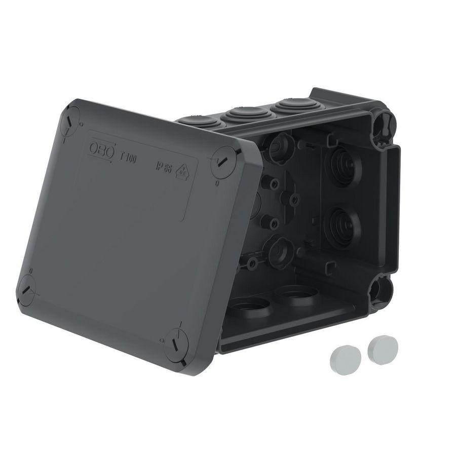 Junction box with entries 150x116x67 polypr. zwart