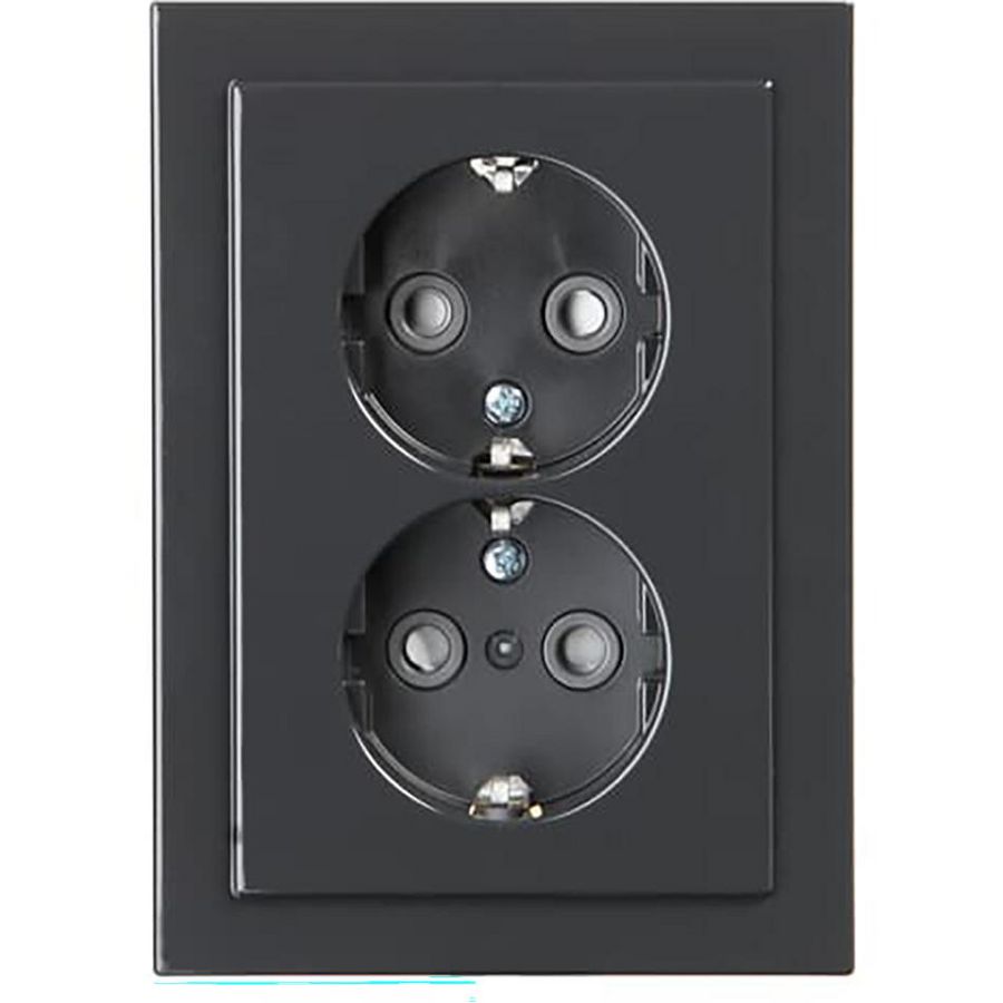 Wandcontactdoos randaarde dubbel kv diep inbouw f-antraciet (302EUJT-81)