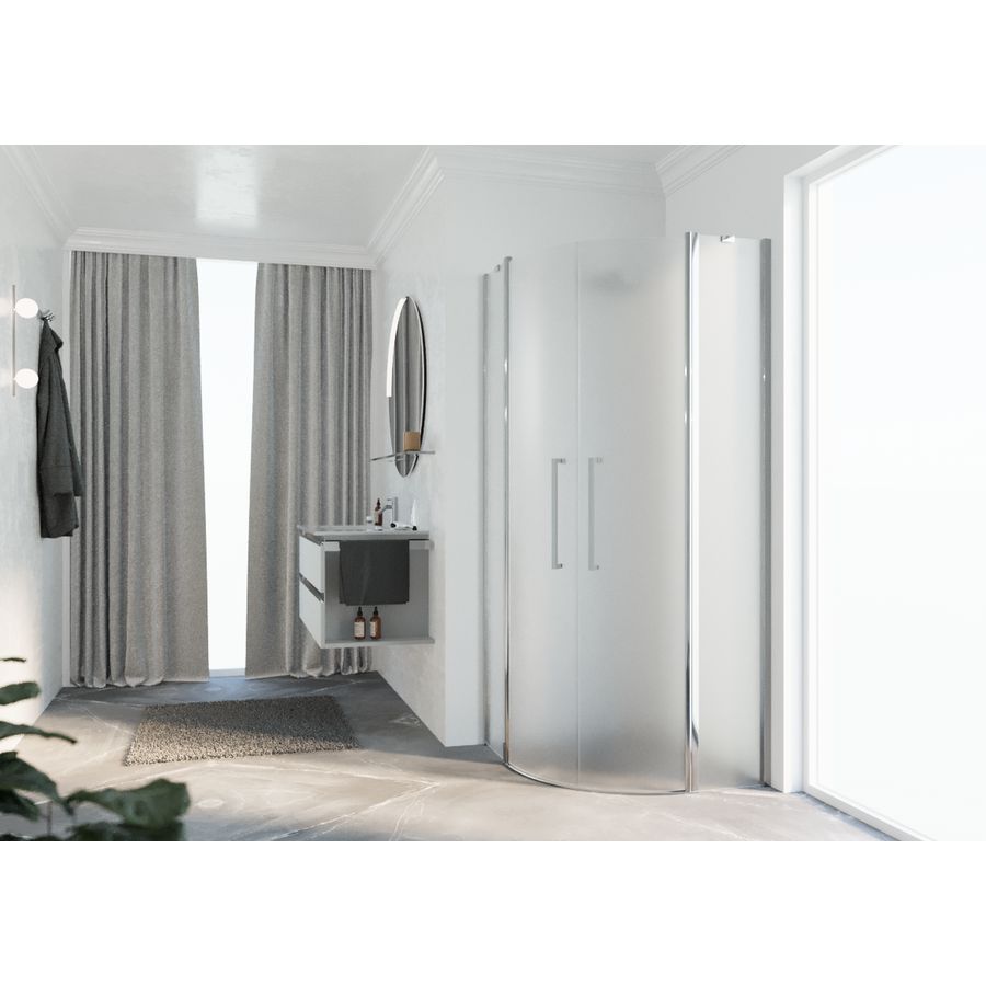 Douchewand Young R2 kwartrond 775-795x2000mm satin chroom