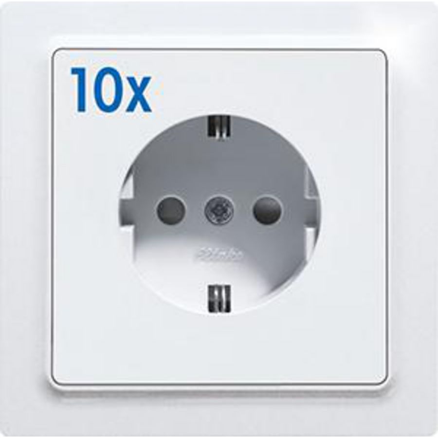 Set van 10 wandct.dozen m. randaarde,z. afdekraam,E-Design,5