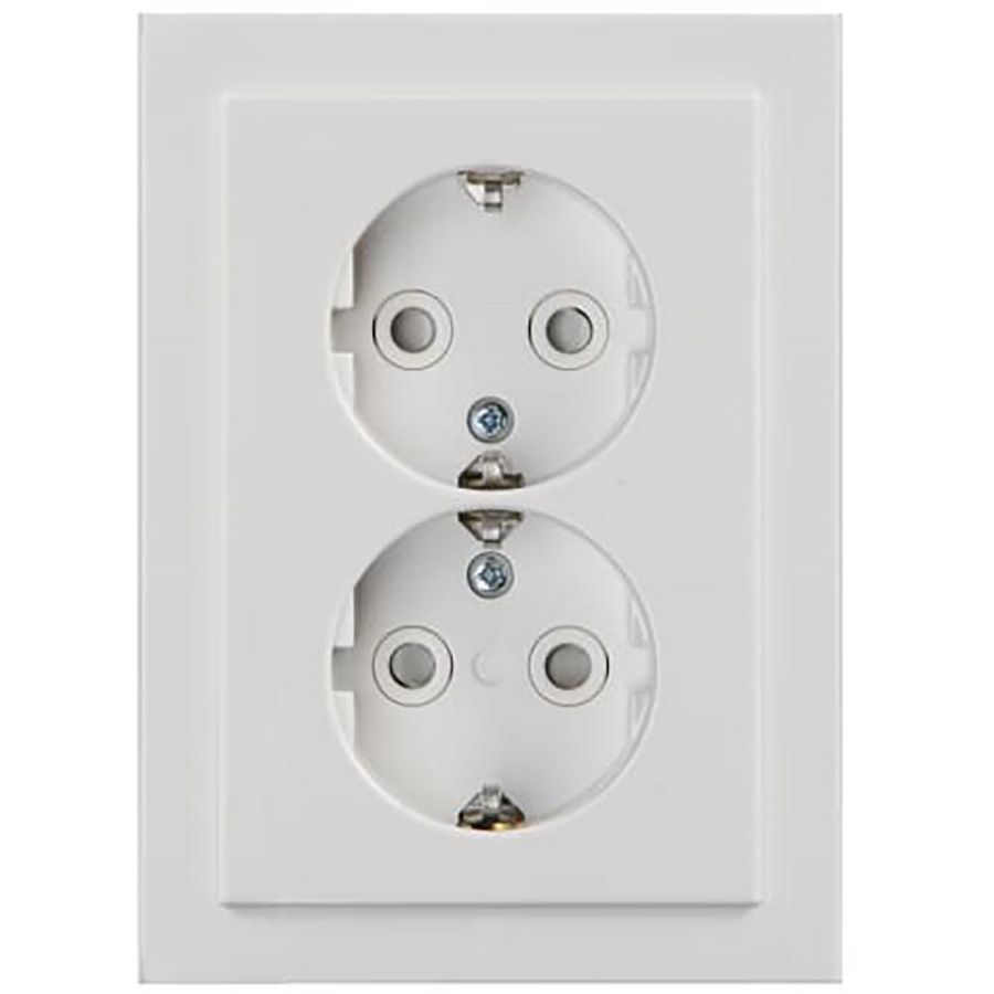 Wandcontactdoos randaarde dubbel kv diep inbouw f-studiowit (302EUJT-84)