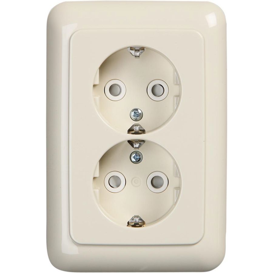 Wandcontactdoos ra dubbel kv diep inb SI creme (302EUJT-212)