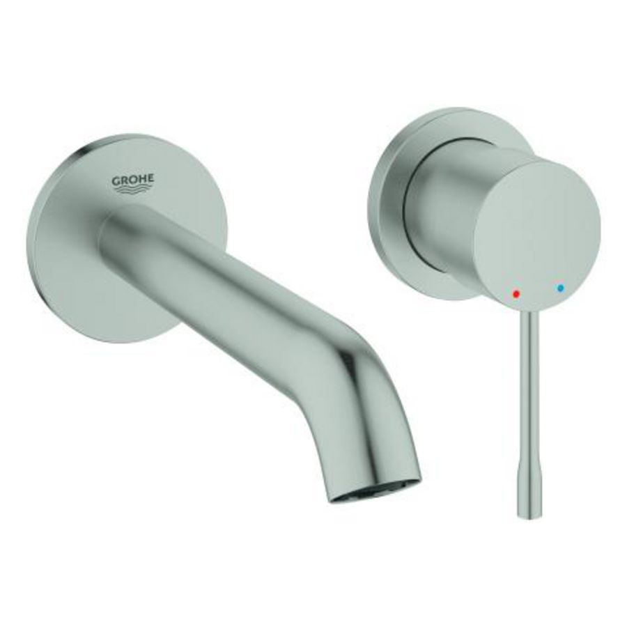 Afbouwdeel 2-gats wandmengkraan 1-hendel essence M-size 183mm supersteel (prof) excl. inbouwdeel