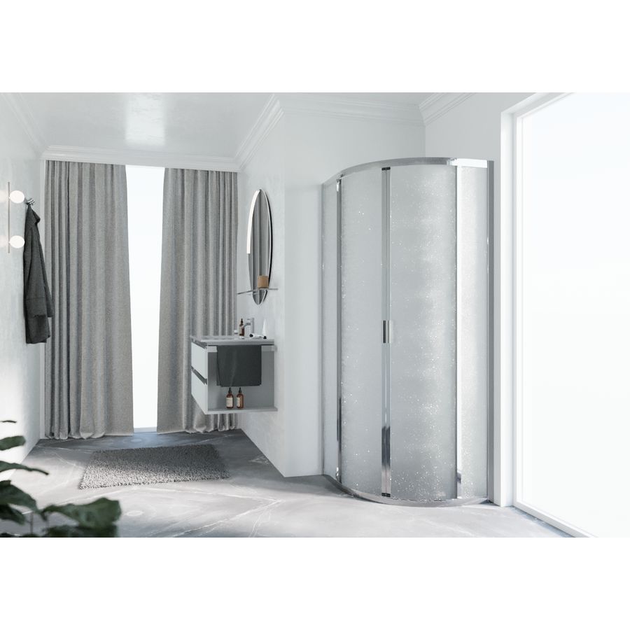 Douchewand kwartrond LUNES R 750-750x1950mm glas niva profiel chroom