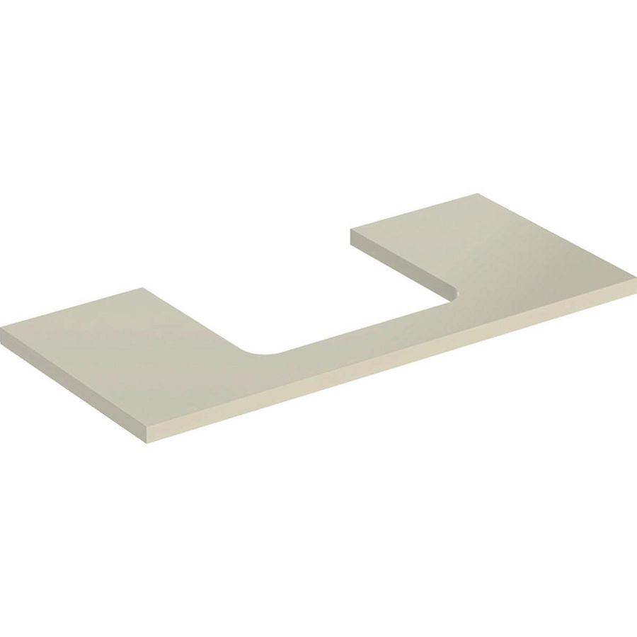 Wastafelblad voor opzetwastafel 75cm zandgrijs hoogglans uitsparing rechthoekig gecentreerd ONE