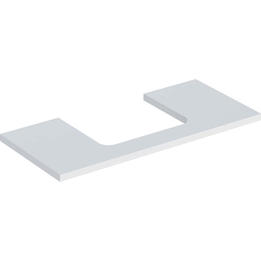 Wastafelblad voor opzetwastafel 75cm mat wit uitsparing rechthoekig gecentreerd ONE
