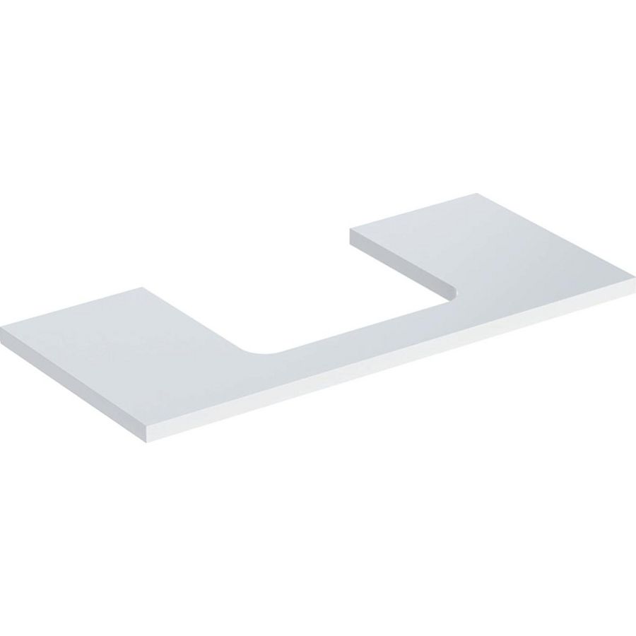 Wastafelblad voor opzetwastafel 75cm wit hoogglans uitsparing rechthoekig gecentreerd ONE